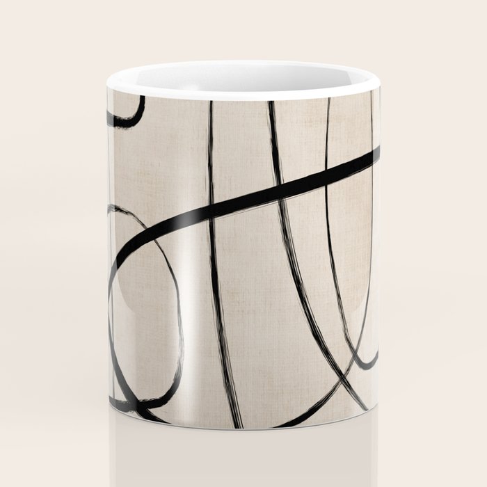 Black Beige Abstract Line Art Rich Texture Coffee Mug Gallery Image 4