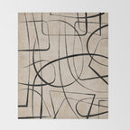 Black Beige Abstract Line Art Rich Texture Throw Blanket Gallery Image 2