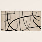 Black Beige Abstract Line Art Rich Texture Desk Mat Gallery Image 3