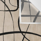 Black Beige Abstract Line Art Rich Texture Wall Tapestry Gallery Image 3