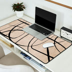 Black Beige Abstract Line Art Rich Texture Desk Mat Gallery Image 2