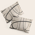 Black Beige Abstract Line Art Rich Texture Pillow Sham Gallery Image 3