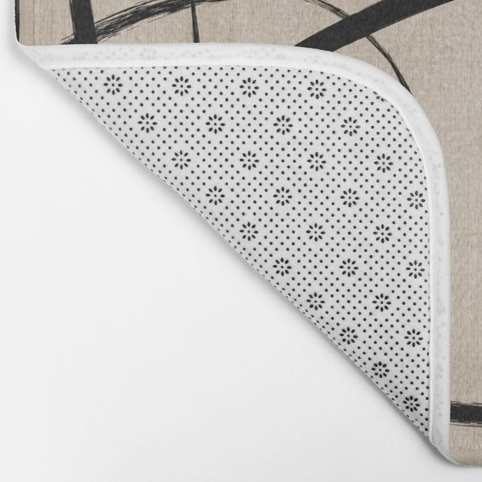 Black Beige Abstract Line Art Rich Texture Bath Mat Gallery Image 2
