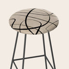 Black Beige Abstract Line Art Rich Texture Stool Gallery Image 2