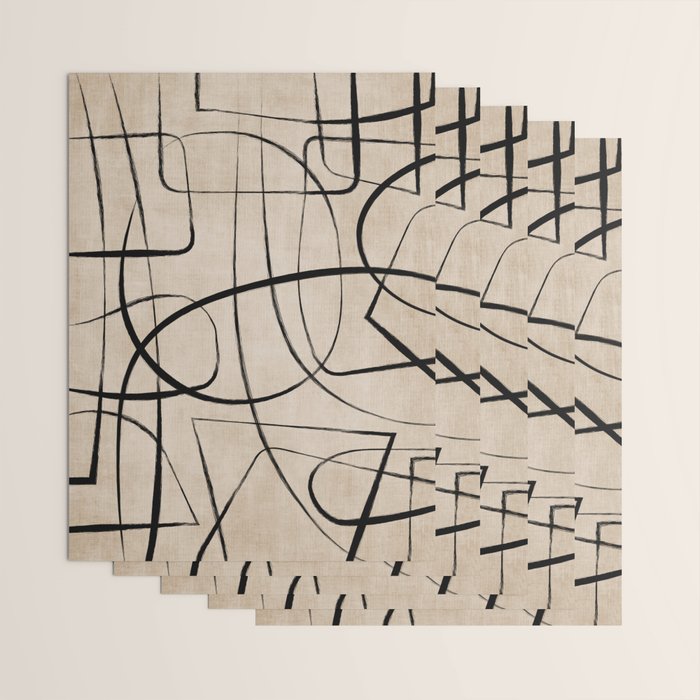 Black Beige Abstract Line Art Rich Texture Wrapping Paper Gallery Image 3