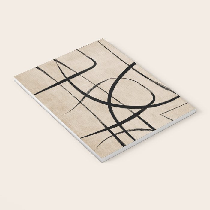 Black Beige Abstract Line Art Rich Texture Notebook Gallery Image 3