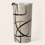 Black Beige Abstract Line Art Rich Texture Travel Mug Gallery Image 3