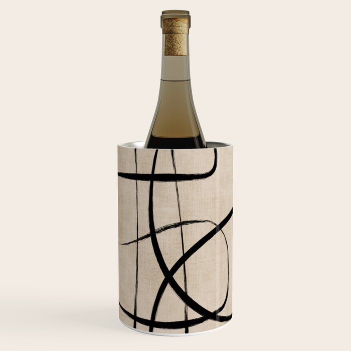 Black Beige Abstract Line Art Rich Texture Wine Chiller Gallery Image 2