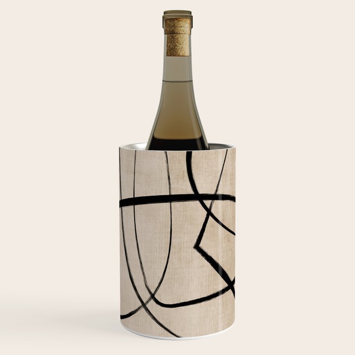Black Beige Abstract Line Art Rich Texture Wine Chiller Gallery Image 3