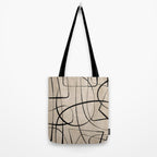 Black Beige Abstract Line Art Rich Texture Tote Bag Gallery Image 2