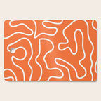 Squiggle Maze Minimalist Abstract Pattern in Orange and White Cutting Board Gallery Image 1