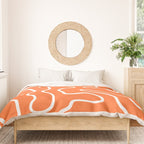 Squiggle Maze Minimalist Abstract Pattern in Orange and White Duvet Cover Gallery Image 3