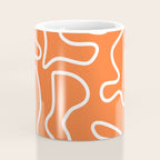 Squiggle Maze Minimalist Abstract Pattern in Orange and White Coffee Mug Gallery Image 4