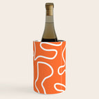 Squiggle Maze Minimalist Abstract Pattern in Orange and White Wine Chiller Gallery Image 1