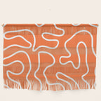 Squiggle Maze Minimalist Abstract Pattern in Orange and White Wall Hanging Gallery Image 1