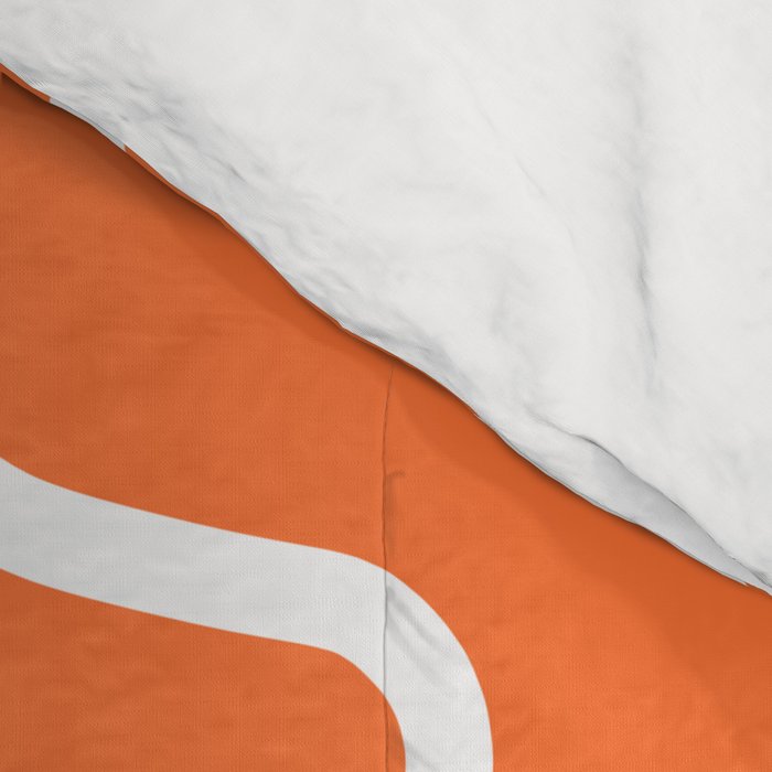 Squiggle Maze Minimalist Abstract Pattern in Orange and White Comforter Gallery Image 4