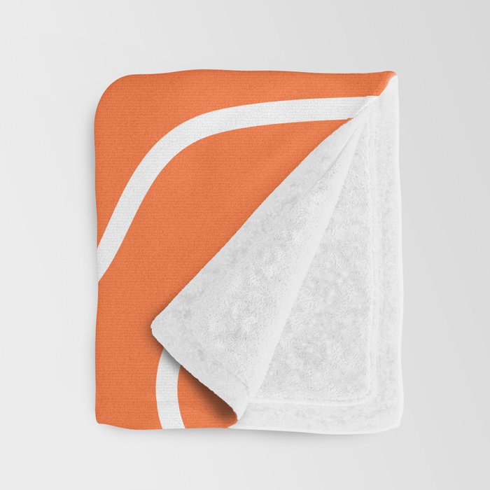Squiggle Maze Minimalist Abstract Pattern in Orange and White Throw Blanket Gallery Image 3