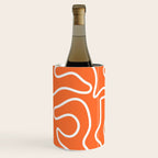 Squiggle Maze Minimalist Abstract Pattern in Orange and White Wine Chiller Gallery Image 2
