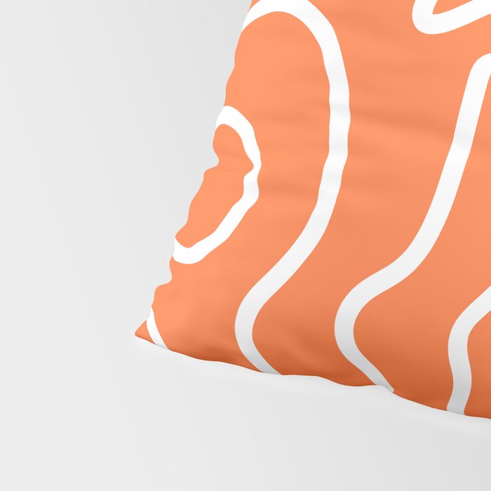 Squiggle Maze Minimalist Abstract Pattern in Orange and White Pillow Sham Gallery Image 4