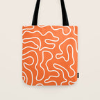 Squiggle Maze Minimalist Abstract Pattern in Orange and White Tote Bag Gallery Image 1