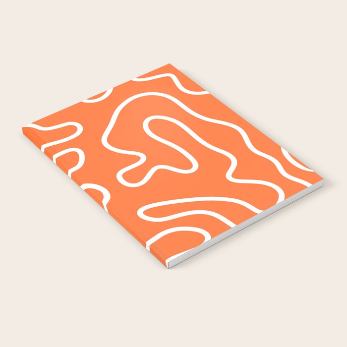 Squiggle Maze Minimalist Abstract Pattern in Orange and White Notebook Gallery Image 1