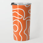 Squiggle Maze Minimalist Abstract Pattern in Orange and White Travel Mug Gallery Image 3