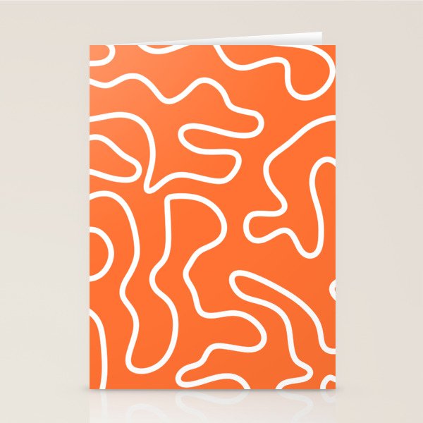 Squiggle Maze Minimalist Abstract Pattern in Orange and White Stationery Card Gallery Image 2