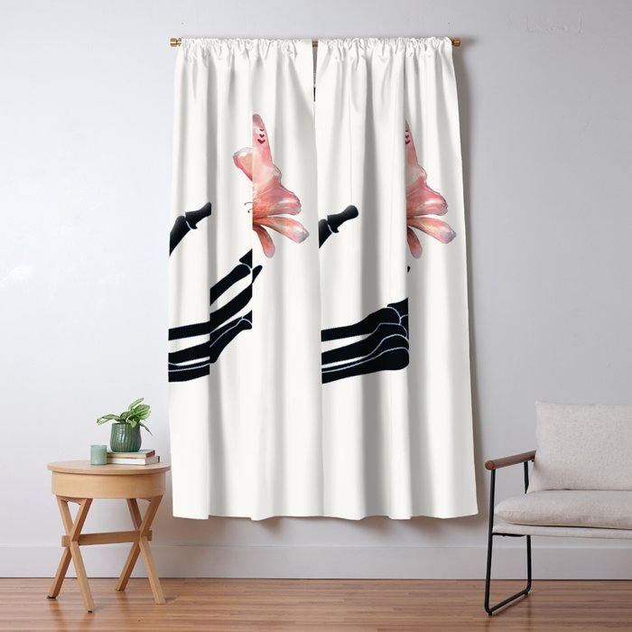 Butterfly on Skeleton Hand Window Curtain Gallery Image 1