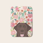 Chocolate Lab florals dog breed portrait pet art dog lover gifts labrador retriever Bath Mat Gallery Image 1