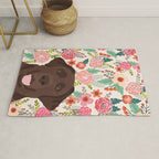 Chocolate Lab florals dog breed portrait pet art dog lover gifts labrador retriever Rug Gallery Image 1