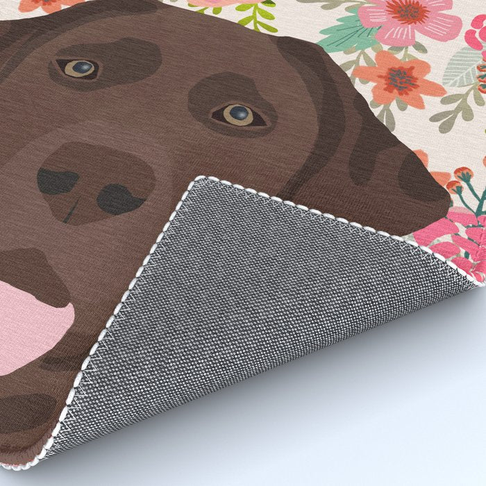 Chocolate Lab florals dog breed portrait pet art dog lover gifts labrador retriever Rug Gallery Image 4