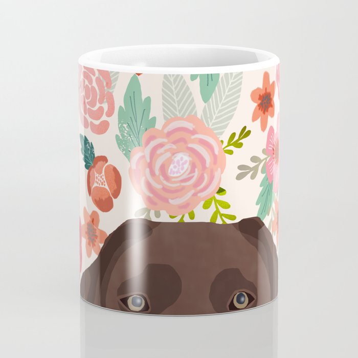 Chocolate Lab florals dog breed portrait pet art dog lover gifts labrador retriever Coffee Mug Gallery Image 4