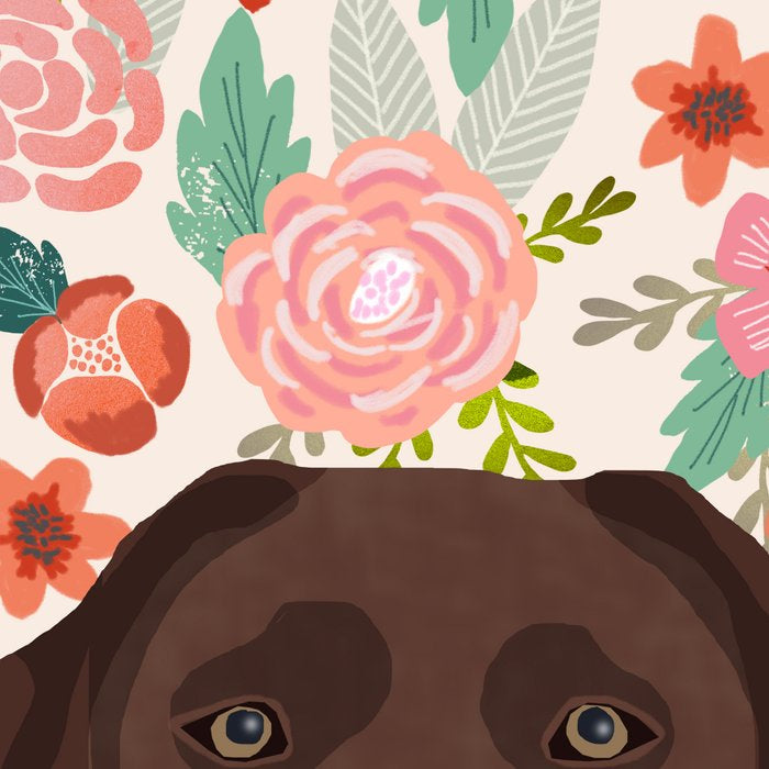 Chocolate Lab florals dog breed portrait pet art dog lover gifts labrador retriever Coffee Mug Gallery Image 2