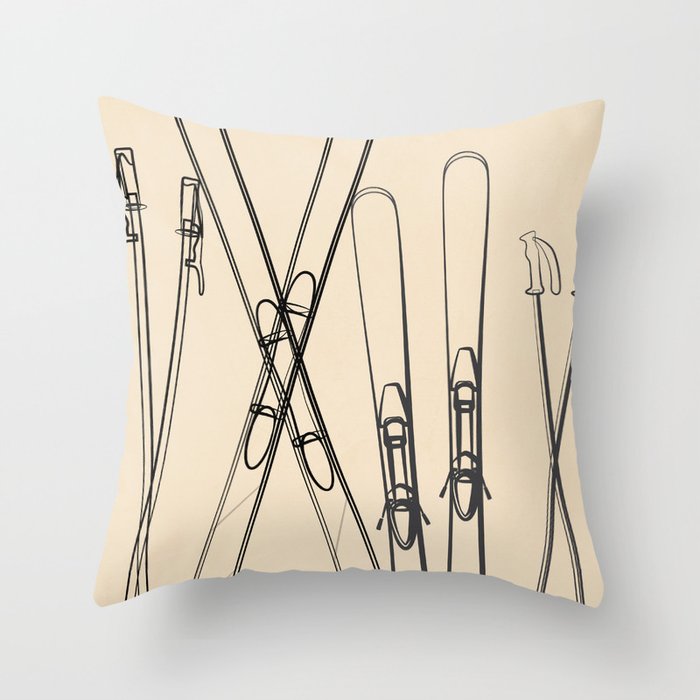 Minimal Skis 2 Throw Pillow Gallery Image 6