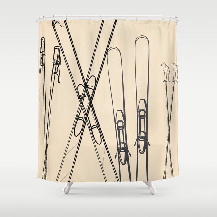Minimal Skis 2 Shower Curtain Gallery Image 1