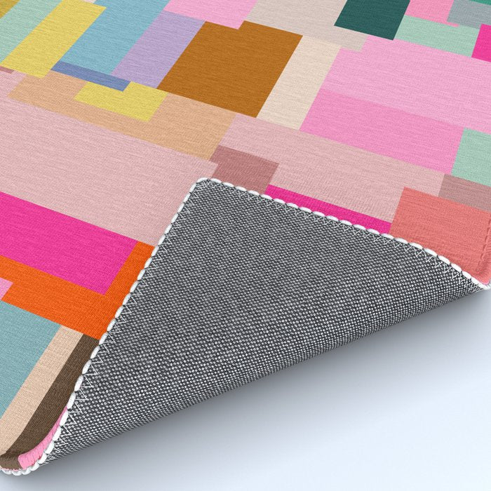 Color Block Print Mid Century Modern Decor Pink Aesthetic Retro Wall Art Geometric Pattern Abstract Rug Gallery Image 4