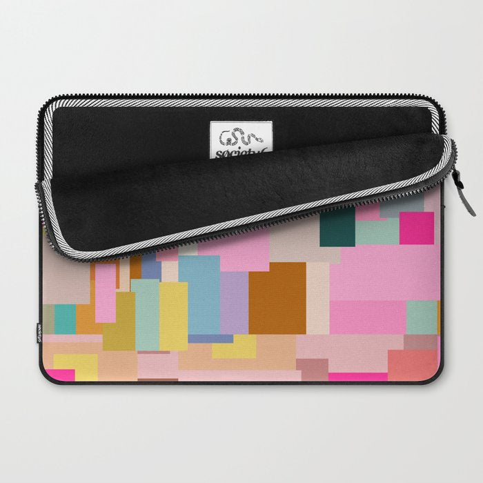 Color Block Print Mid Century Modern Decor Pink Aesthetic Retro Wall Art Geometric Pattern Abstract Laptop Sleeve Gallery Image 2
