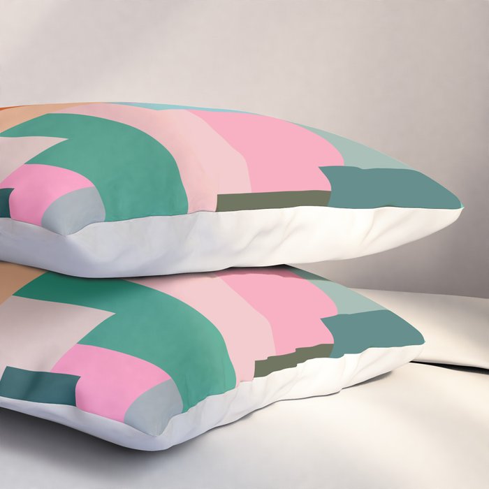 Color Block Print Mid Century Modern Decor Pink Aesthetic Retro Wall Art Geometric Pattern Abstract Pillow Sham Gallery Image 3