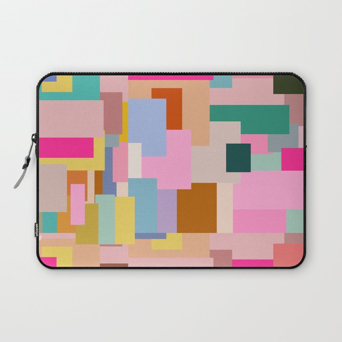 Color Block Print Mid Century Modern Decor Pink Aesthetic Retro Wall Art Geometric Pattern Abstract Laptop Sleeve Gallery Image 1
