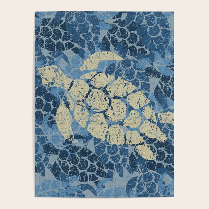 Honu Sea Turtle Hawaiian Tapa  Poster Gallery Image 4