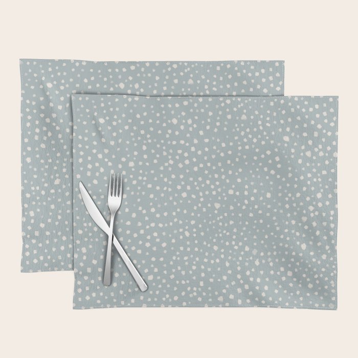 Minimal Painted Smudge Dots Pattern in Light Blue Gray and Cream Placemat Gallery Image 1