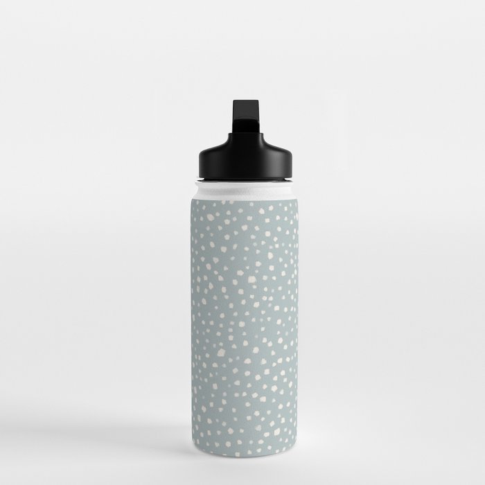 Minimal Painted Smudge Dots Pattern in Light Blue Gray and Cream Water Bottle Gallery Image 3