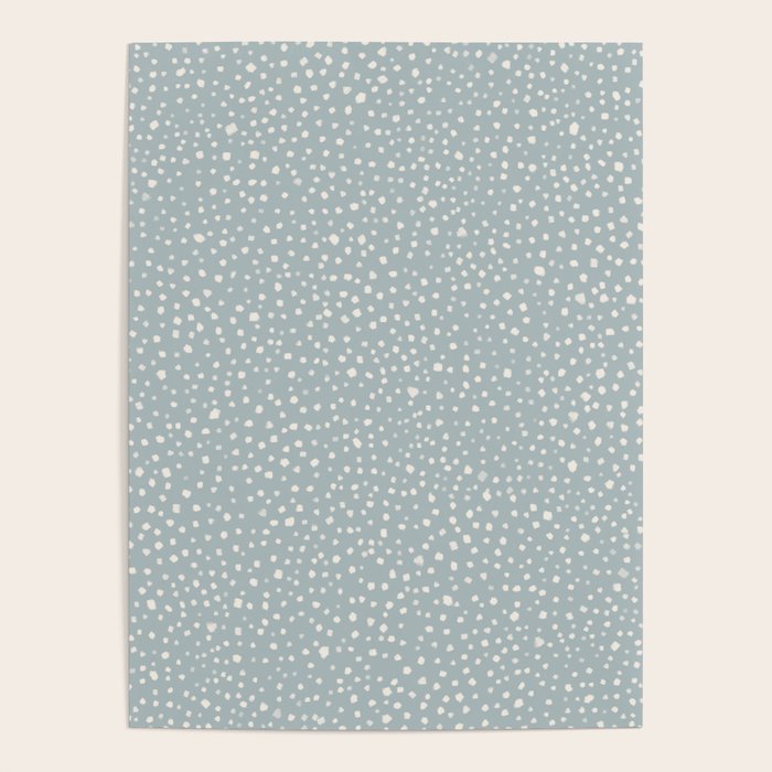 Minimal Painted Smudge Dots Pattern in Light Blue Gray and Cream Poster Gallery Image 4