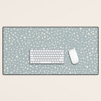 Minimal Painted Smudge Dots Pattern in Light Blue Gray and Cream Desk Mat Gallery Image 1