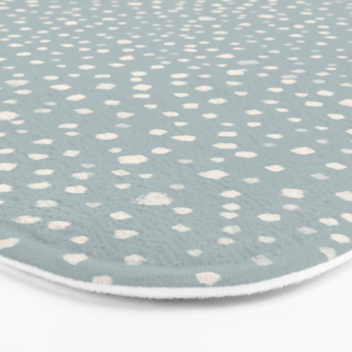 Minimal Painted Smudge Dots Pattern in Light Blue Gray and Cream Bath Mat Gallery Image 3