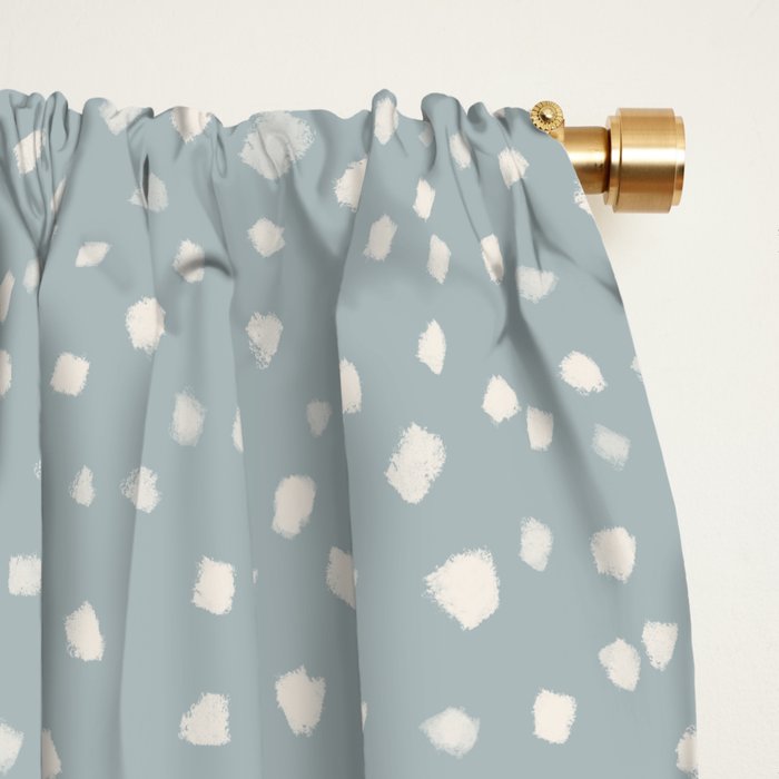 Minimal Painted Smudge Dots Pattern in Light Blue Gray and Cream Window Curtain Gallery Image 2