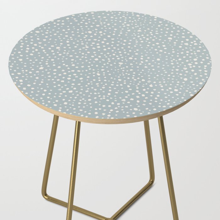 Minimal Painted Smudge Dots Pattern in Light Blue Gray and Cream Side Table Gallery Image 2