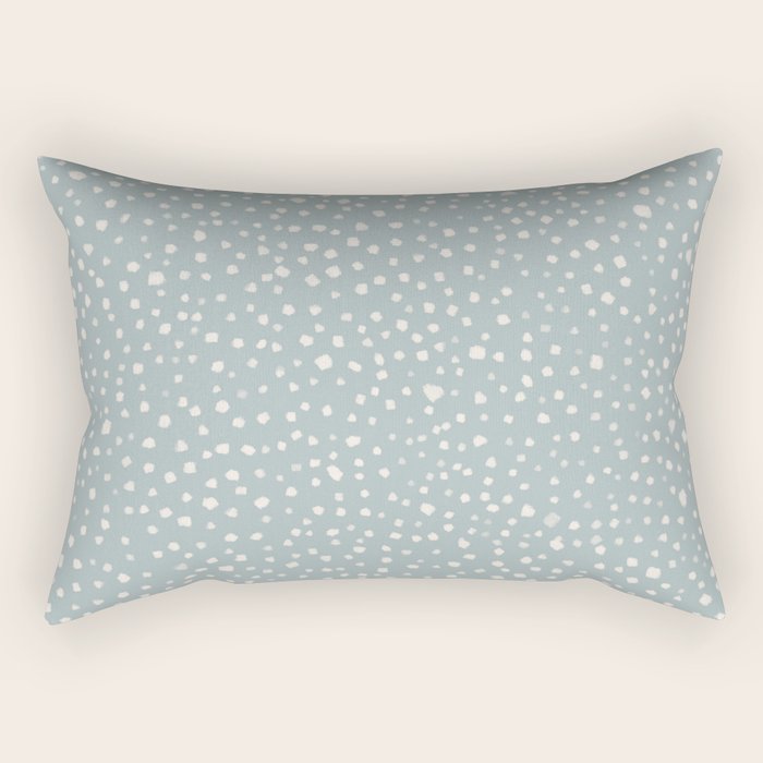Minimal Painted Smudge Dots Pattern in Light Blue Gray and Cream Rectangular Pillow Gallery Image 2
