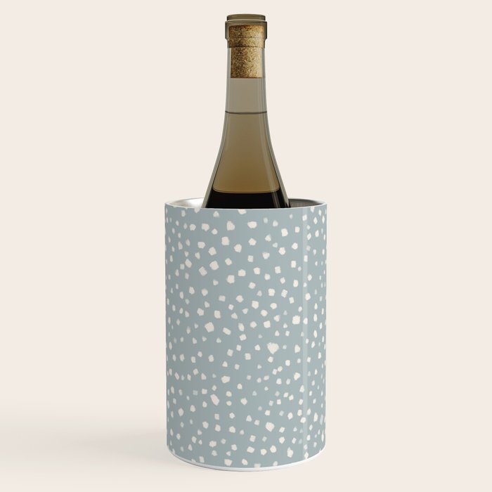 Minimal Painted Smudge Dots Pattern in Light Blue Gray and Cream Wine Chiller Gallery Image 1