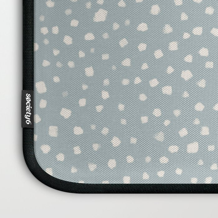 Minimal Painted Smudge Dots Pattern in Light Blue Gray and Cream Laptop Sleeve Gallery Image 3